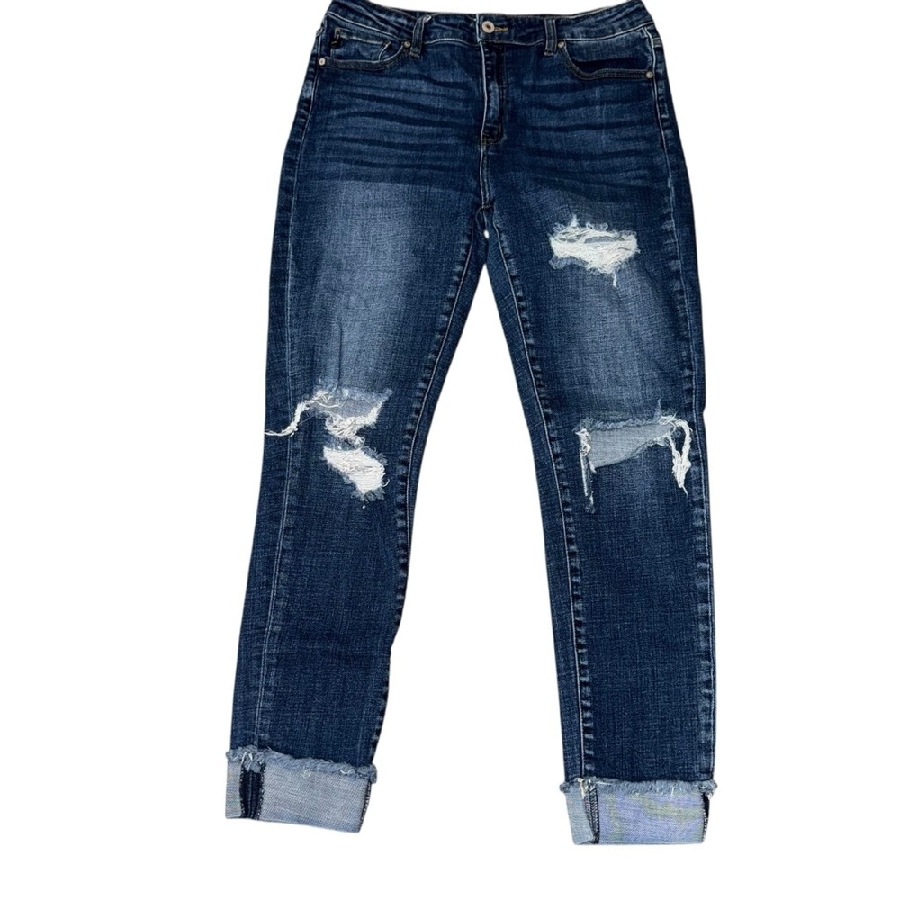 KanCan Women’s Distressed Skinny Jeans Size 15/31 NWOT Raw Knee Holes